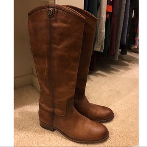 Frye Melissa cognac leather boots